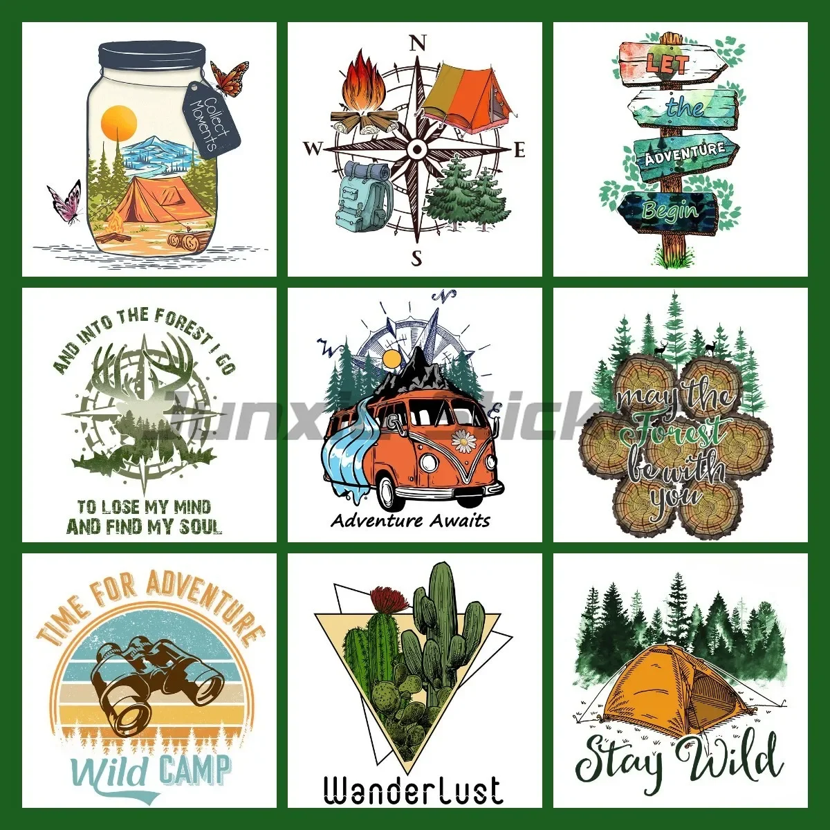 

Art Creative Life Camping Adventure Sticker Window Laptop Van Bicycle Window Helmet Wall Door Truck Car Sticker Customizable