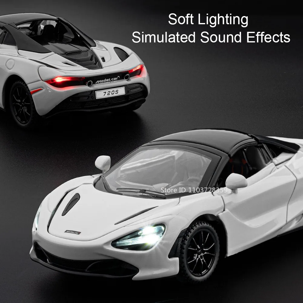Modelo Senna 1:32 720S, coches deportivos de juguete, aleación, luz de sonido fundido a presión, exquisitos modelos de supercoche Interior para niños, regalos