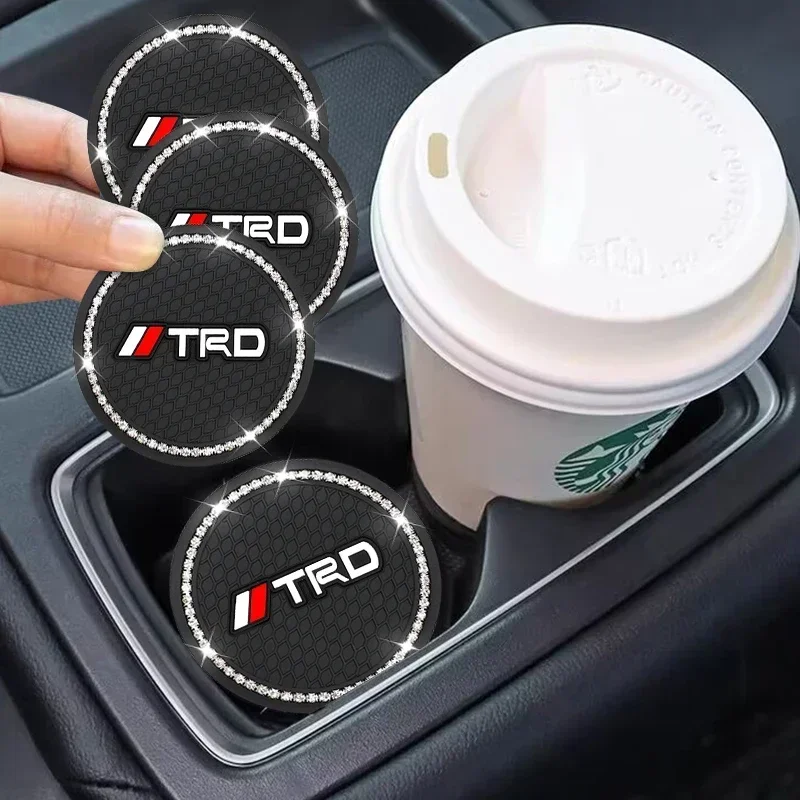 2Pcs Diamond-studded Car Coaster Cup Holder Anti-skid Pad For Toyota TRD Century Auris FCV Mirai Premio Yaris Camry Carola Crown