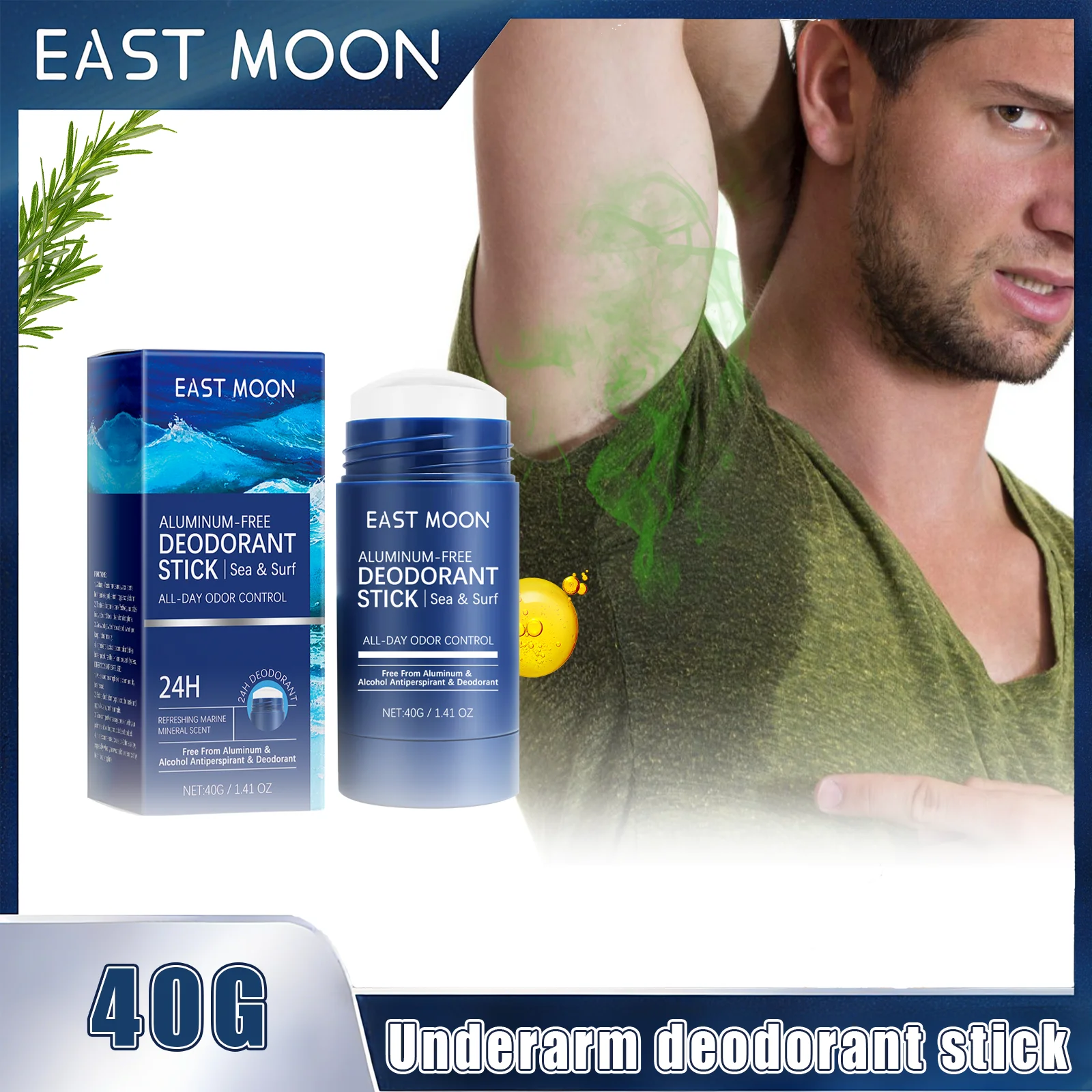 Rosemary Underarm Deodorant Stick Effective Deodorant Lasting Fragrance Removal Dry Mineral Essence Fragrance Stick