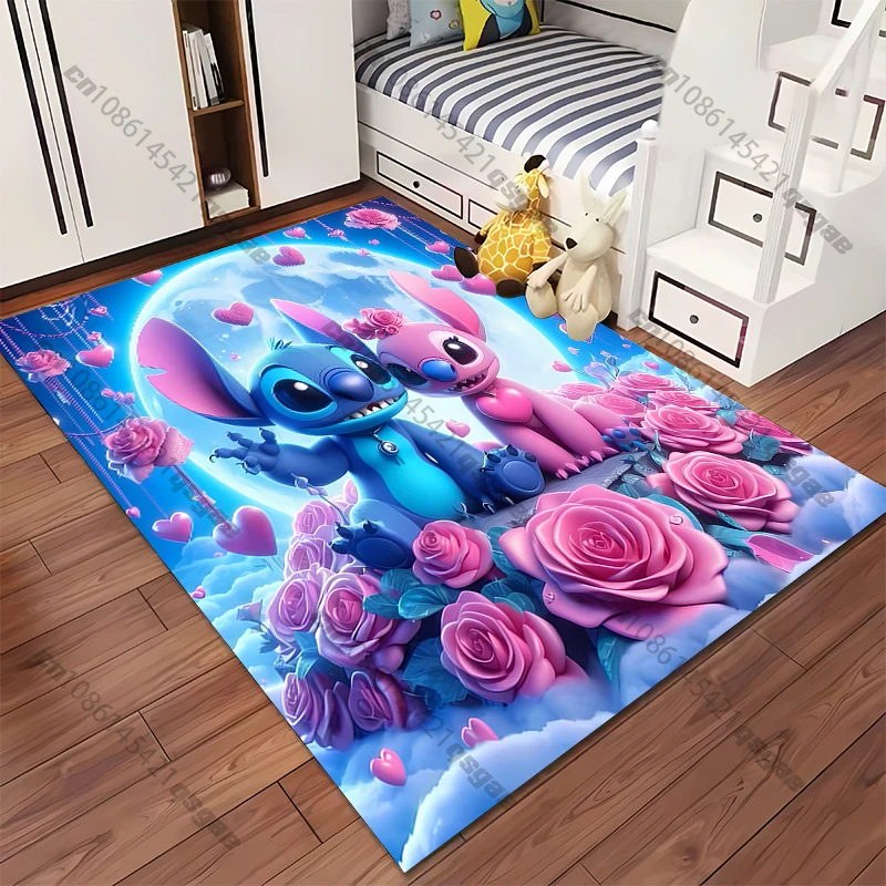 Disney Stitch Pattern Carpets Bedroom Play Mats Rug Bedroom Decor Carpet Livingroom Rug Crawl Mat Christmas Gift Rug Mandala