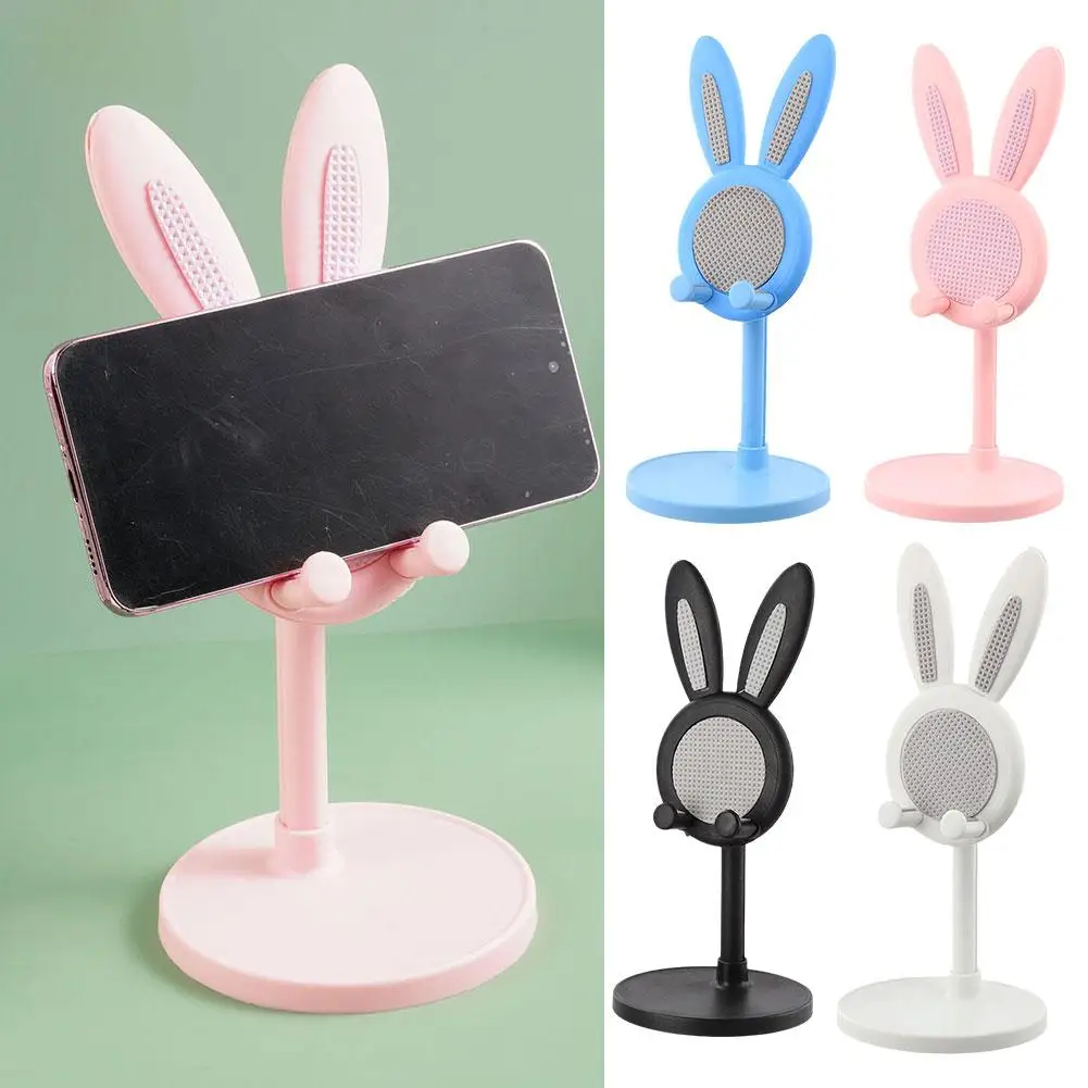 Soporte para teléfono rosa, soporte para teléfono móvil de escritorio para iPhone 13 14 Samsung Smartphone, soporte ajustable para teléfono con conejo encantador