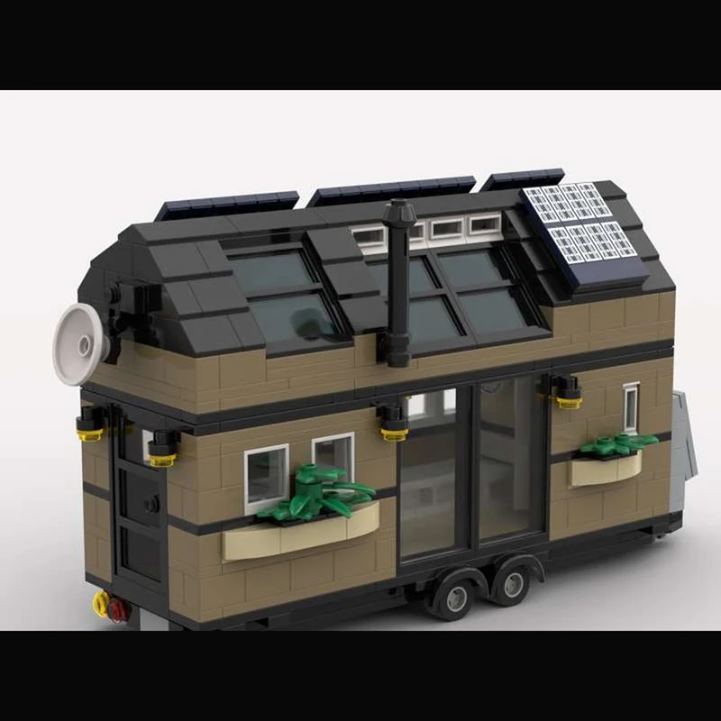 도시 스트리트 뷰 모델 Moc 빌딩 블록 바퀴에 작은 집 1-3 모델 기술 모델 벽돌 DIY 조립 휴일 장난감 선물