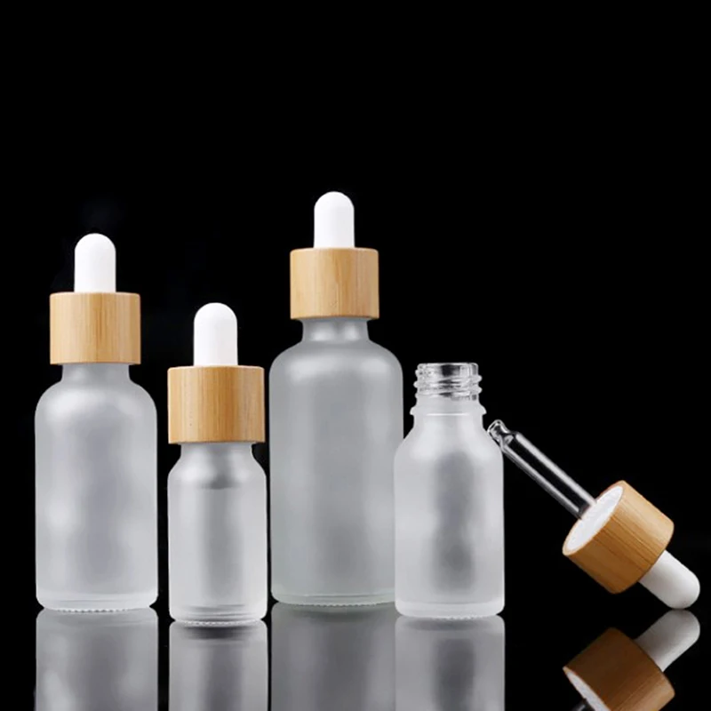 1Pc 5-100ml Frost Glass Dropper Bottle Empty Cosmetic Packaging Container Vials Essential Oil Bottles