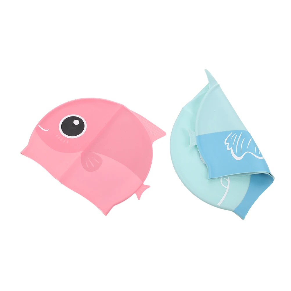 

2 Pcs Universal Silicone Swimming Cap Women's Kids Hat Silica Gel Infant Durable Caps