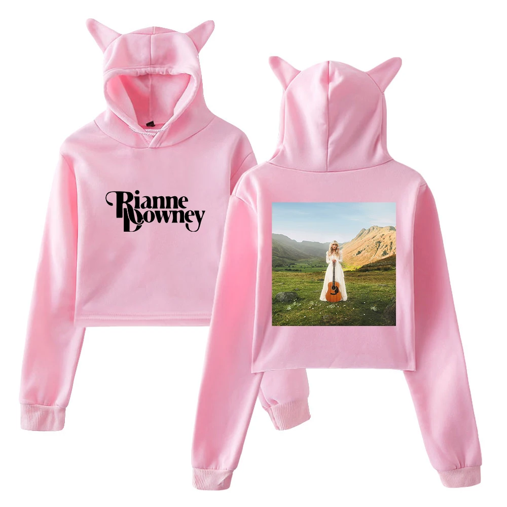 

GF Rianne Downey The Consequence Of Love Album Merch Hoodie Cat Ears Hooded Sweatshirt Long Sleeve Crop Top Women's Clothes