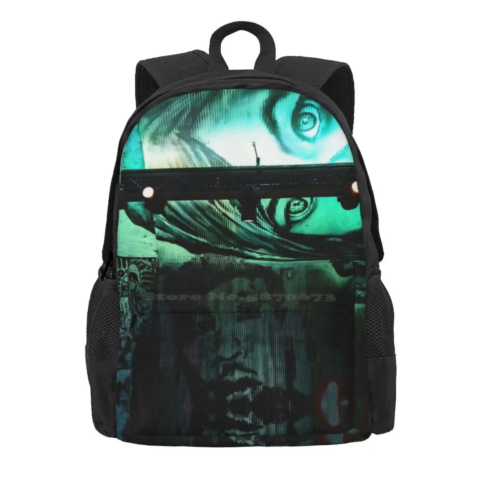 Above And Below Hot Sale Schoolbag Backpack Fashion Bags Neon Teal Bright Blue Dark Light And Shadow Lights Tunnel Graffiti