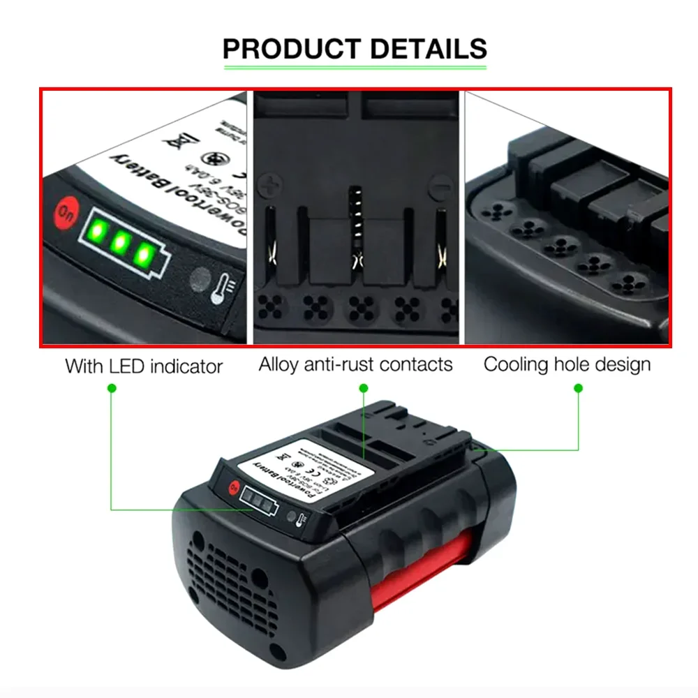 36V 8,0Ah Li-Ionen-Ersatzakku für Bosch 2607336003 2607336004 2607336108   BAT810 BAT836 BAT840 D-70771 Akku für Elektrowerkzeuge