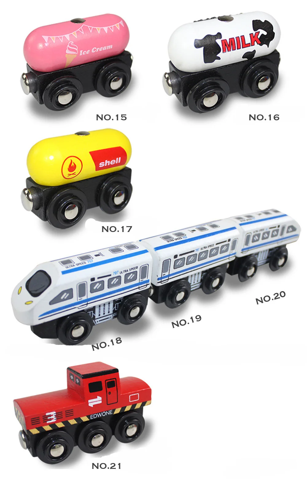 1 Stück Magnetische Spielzeugeisenbahn Holzzug Lokomotive Auto LKW Eisenbahnzubehör Passend für Holzschienen Spielzeug Geschenke – Detail 5