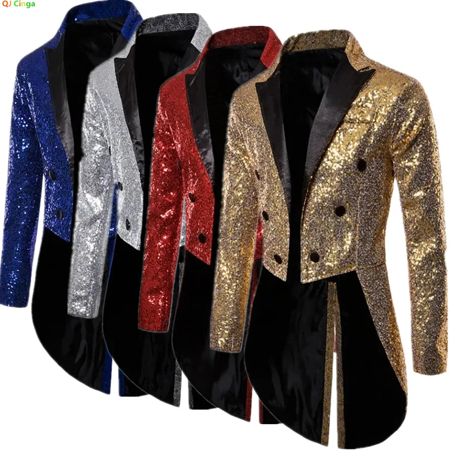 

White Men Glitter Sequin Tuxedo,Wedding Party Dress Jacket,Silver Red Gold Blue Available Blazers, Eur Size S-XXL
