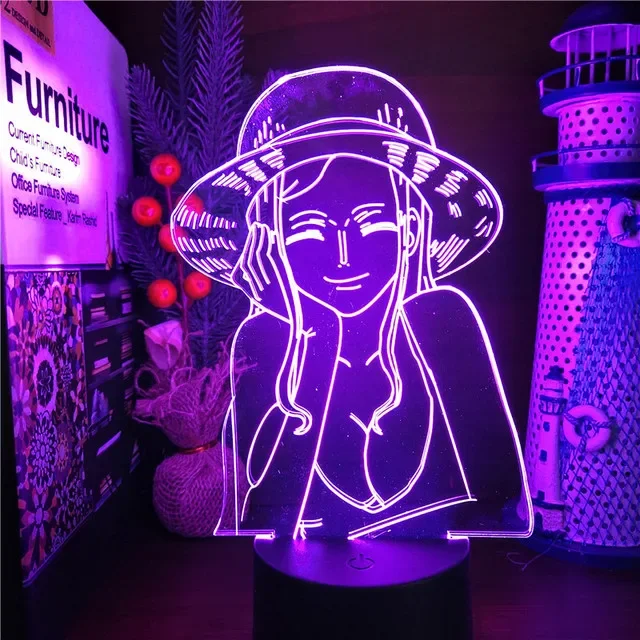 Anime One Piece LED Night Light Cartoon Luffy Roronoa Zoro Illusion Table Lamp Desktop Decor Action Figures Toy Birthday Gift