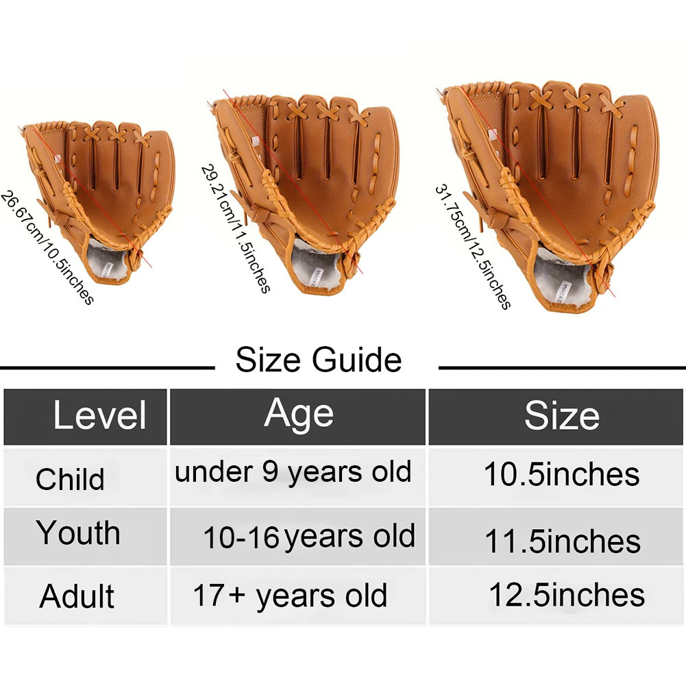 1pc Baseball Gloves, Softball Gloves Sports Batting Gloves PU Leather Gloves, Left Hand Glove, Right Hand Throw view 6