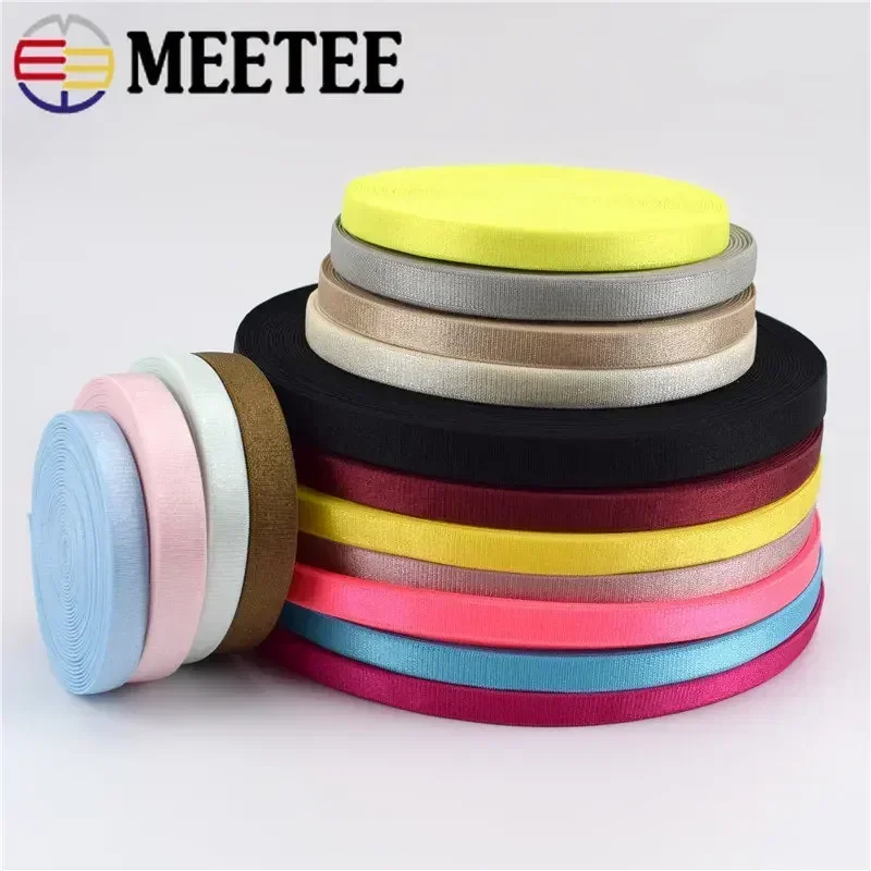 10/20/50Meter 10mm Color Nylon Spandex Elastic Bands Bra Shoulder Strap Elasticity Trim Underwear Belt DIY Sewing Accessory