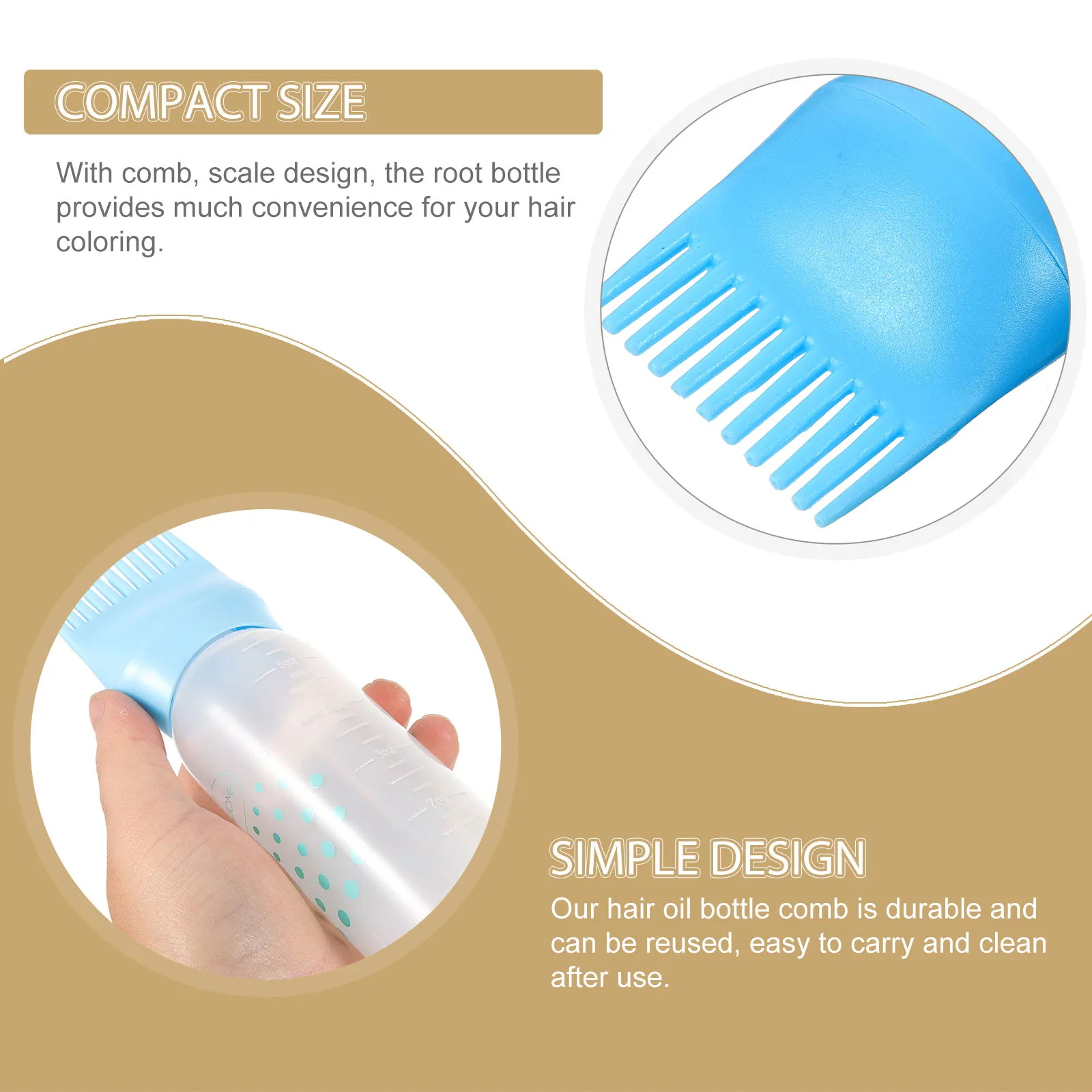 

2 pcs Hair Dyeing Bottle Root Comb Scale Sky Blue Lightweight Reusable Easy Operate Home Salon Barber Shops Hair Oil Applicator