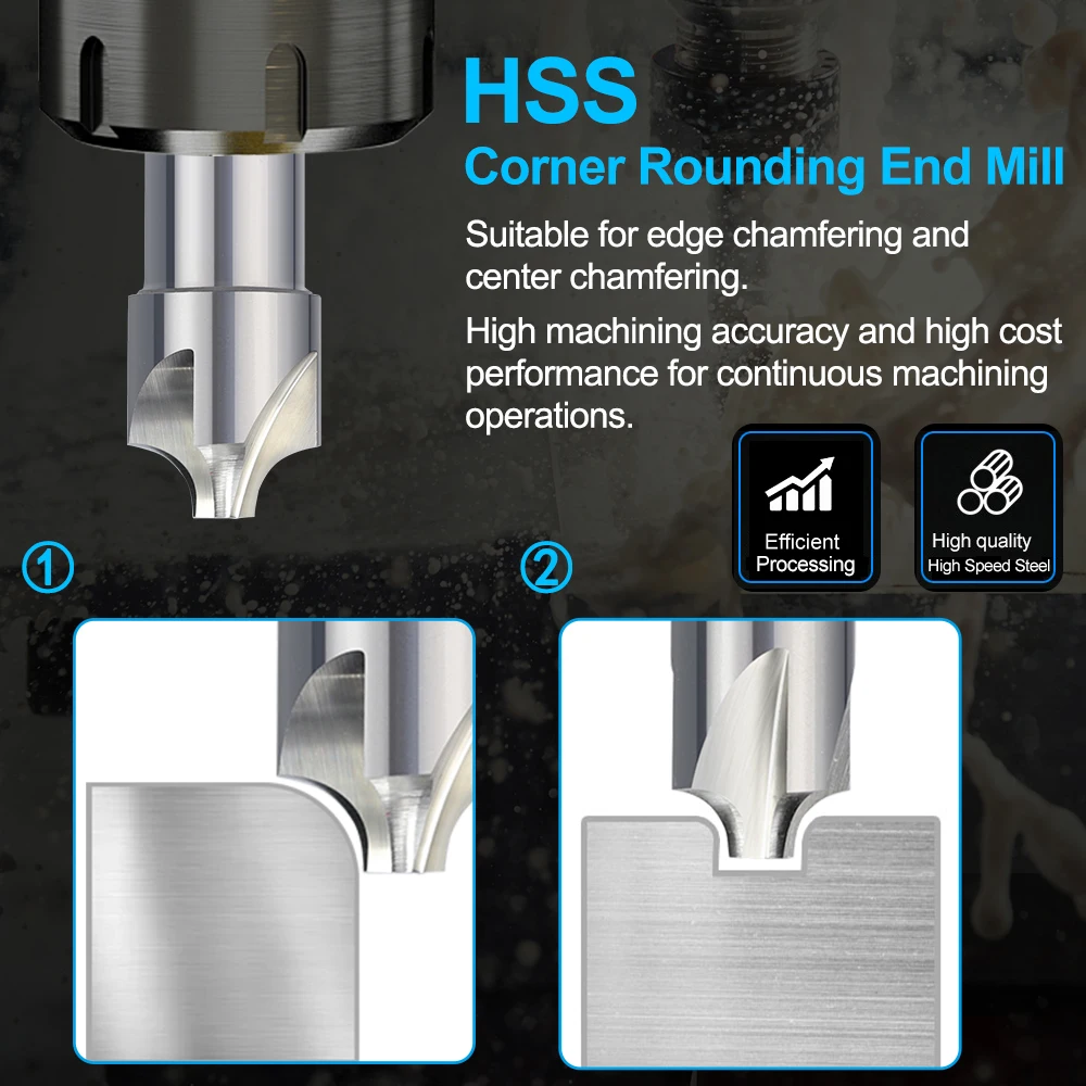 CMCP Corner Rounding End Mill R1.0-R12 HSS Radius Milling Cutter CNC Router Bit