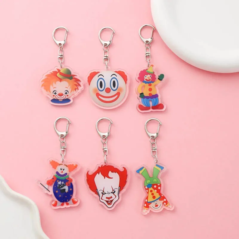 Clown Super Cute Interesting Emoticon Acrylic keychain accessaries Cartoon Bag Pendant Charm Funny Keyring Friends Fans Gifts