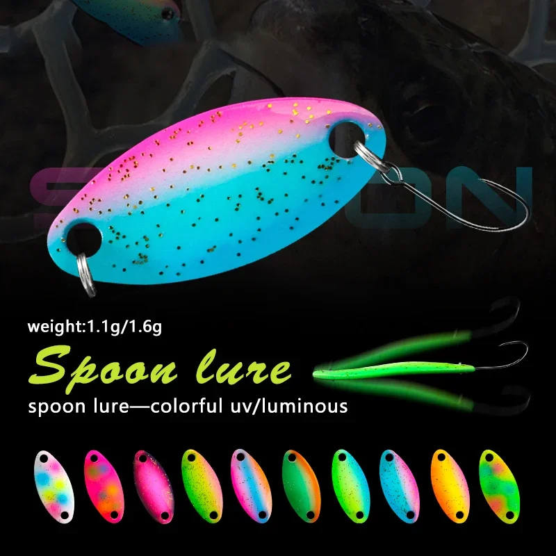 Cebo cuchara UV luminoso giratorio cobre para lubina y trucha - imagen 5