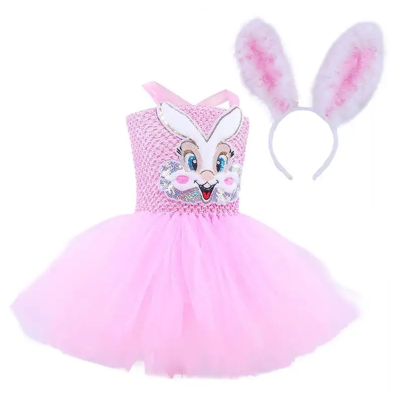 Easter Rabbit Dress Sleeveless Bunny Costume Tutu Dress Bunny Costume Tutu Dress-Up Clothes For Little Girls