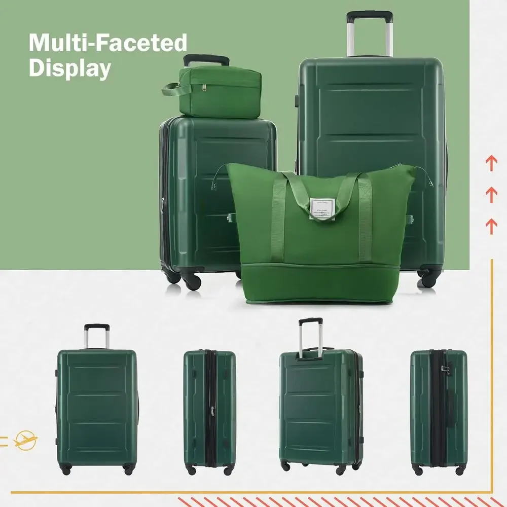 

Green 2 Piece Large Expandable Spinner Luggage Set ABS Lightweight Suitcases with TSA Lock 20' & 24' Checkpoint Friendly