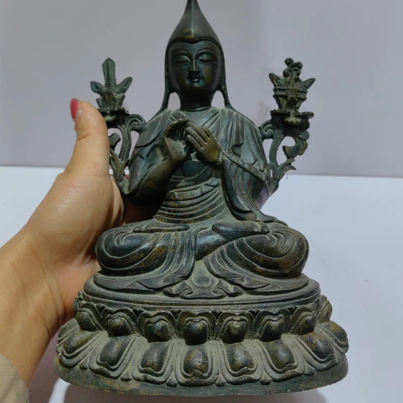 Antique Bronze Backlight Buddha Ornaments Tibet Tantra Copper Buddha Statue Buddhist Hall Worship Ornament Decoration Crafts