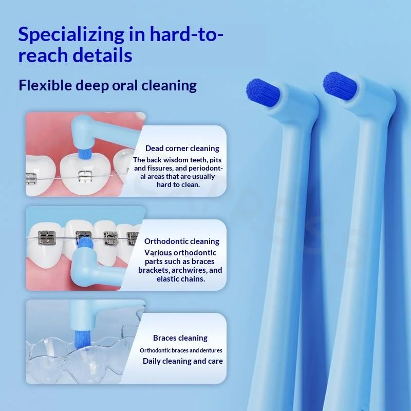 فرشاة أسنان ملونة برأس صغير وحزمة واحدة بين الأسنان، فرشاة أسنان ذات شعيرات ناعمة لتنظيف الأسنان العميق عن طريق الفم