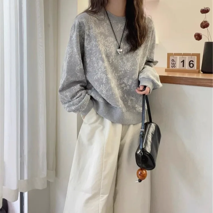 

Свободная круглая толстовка Ne Long Sve, женская повседневная толстовка с капюшоном, удобный утягивающий универсальный топ, корейская версия, осенняя одежда