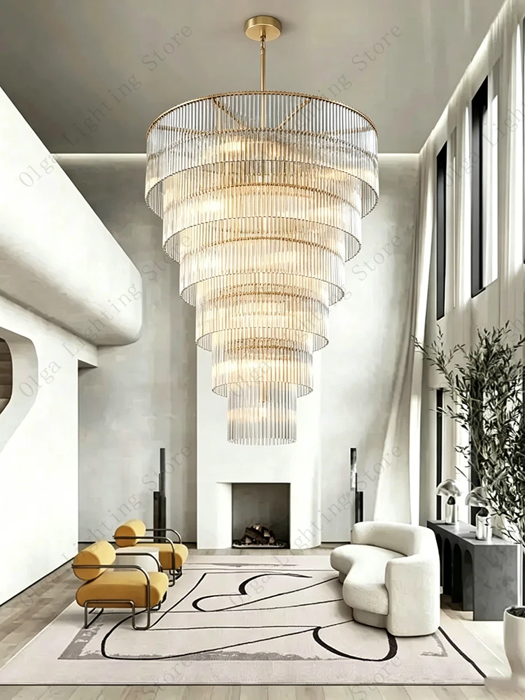 

Large Glass Bar Crystal Ceiling Chandeliers Decoration Villa Foyer E14 Base Replaceable Home Decor American Hanging Lamp Gold