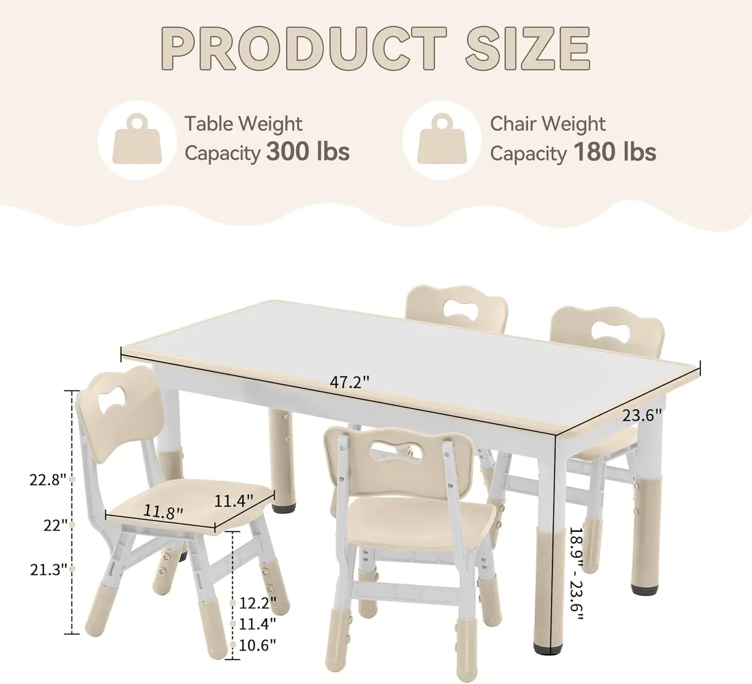 Set meja dan kursi belajar, meja dan kursi balita tinggi dapat diatur untuk anak-anak usia 3-8, Desktop grafiti (Burlywood - 1)