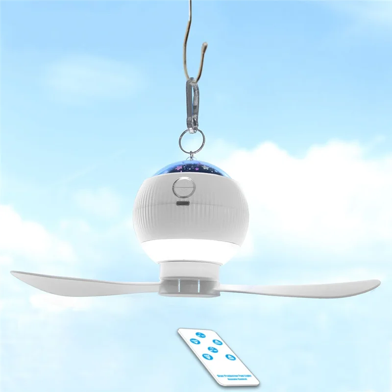 

ABUI-Ceiling Fans With Lights & Starry Projection 3 Adjustable Wind Speed For Car RV Survival Kit Camping Essentials