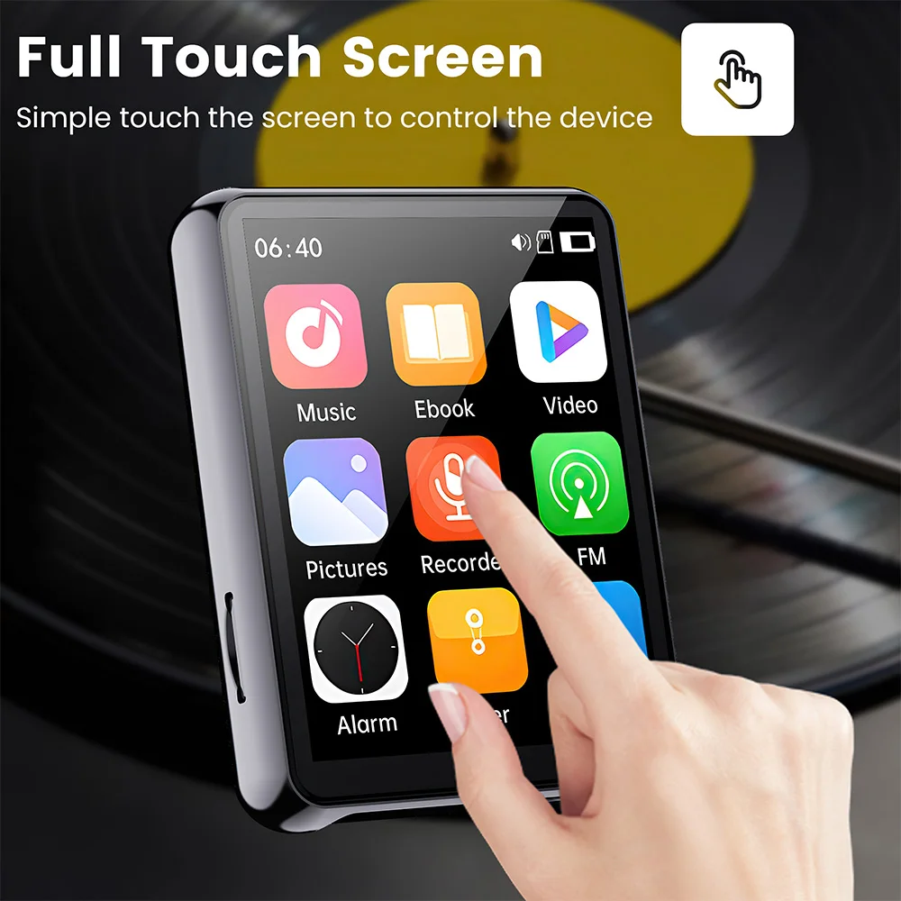 8GB 2.4in Touch Screen MP3 Player with BT 5.0 Portable Sport Music Player Mini Walkman Built-in Speaker FM Radio Recorder E-book