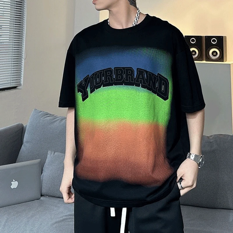 Summer Short Sleeve Round Neck Men's Clothing Fashion Trend Printed Loose All-match Simplicity Commute Korean Version T-shirt