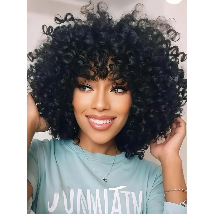 شعر كروشيه قصير مجعد بطول 8 بوصات للنساء ذوات البشرة السمراء مع ضفائر كروشيه صناعية ذات ملمس موجة عميقة للملابس اليومية والرياضة
