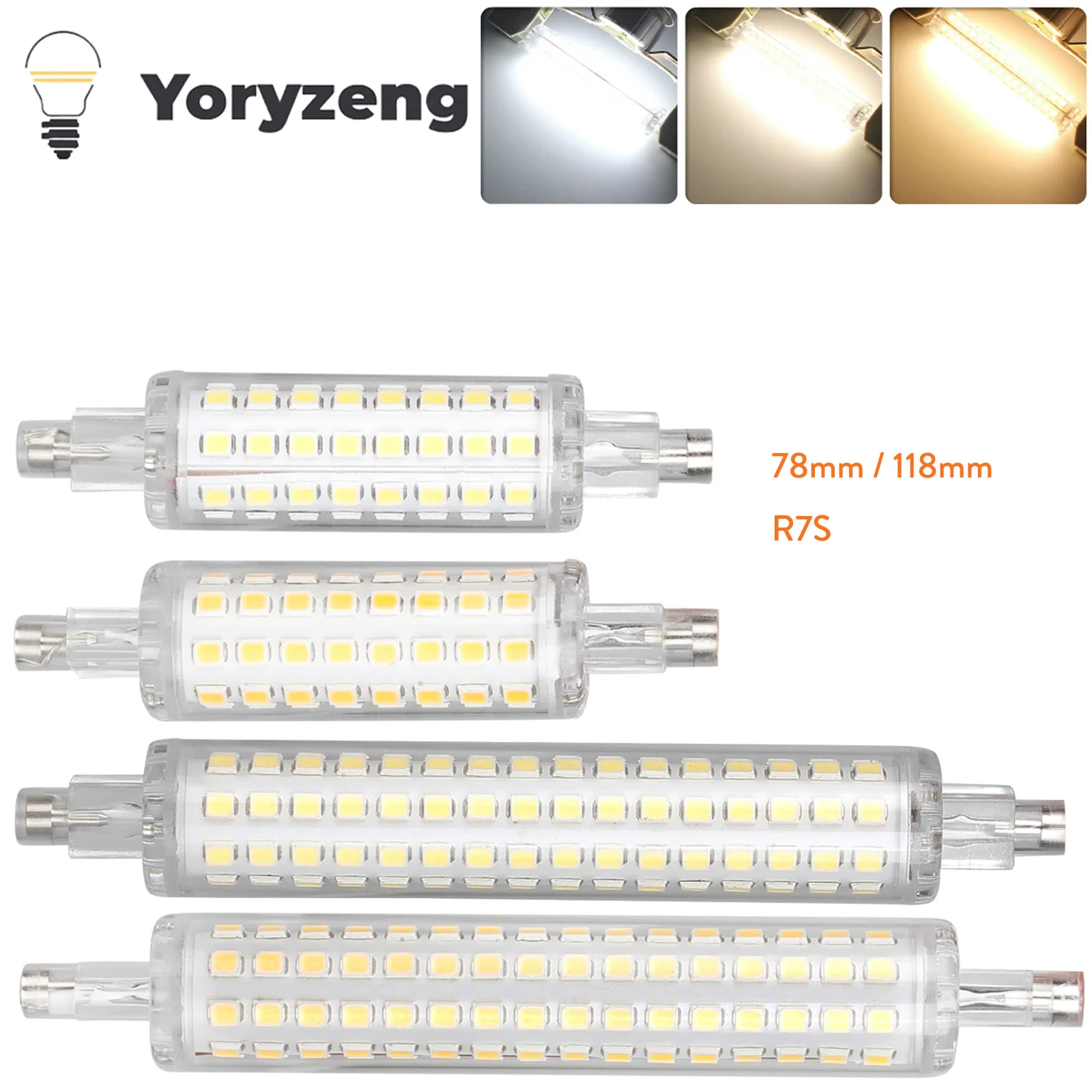 Стандартные светодиодные лампы дневного света YORYZENG 12 В 16 В R7S 64 128 SMD заменяют галогенные лампы 60 Вт 120 Вт 110 В ...