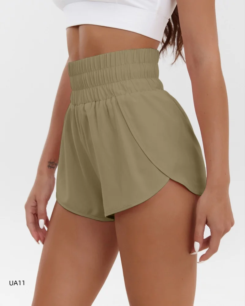 Women High Waist Wide Waistband Running Shorts Loose Side Split Quick Dry Gym Sports Shorts
