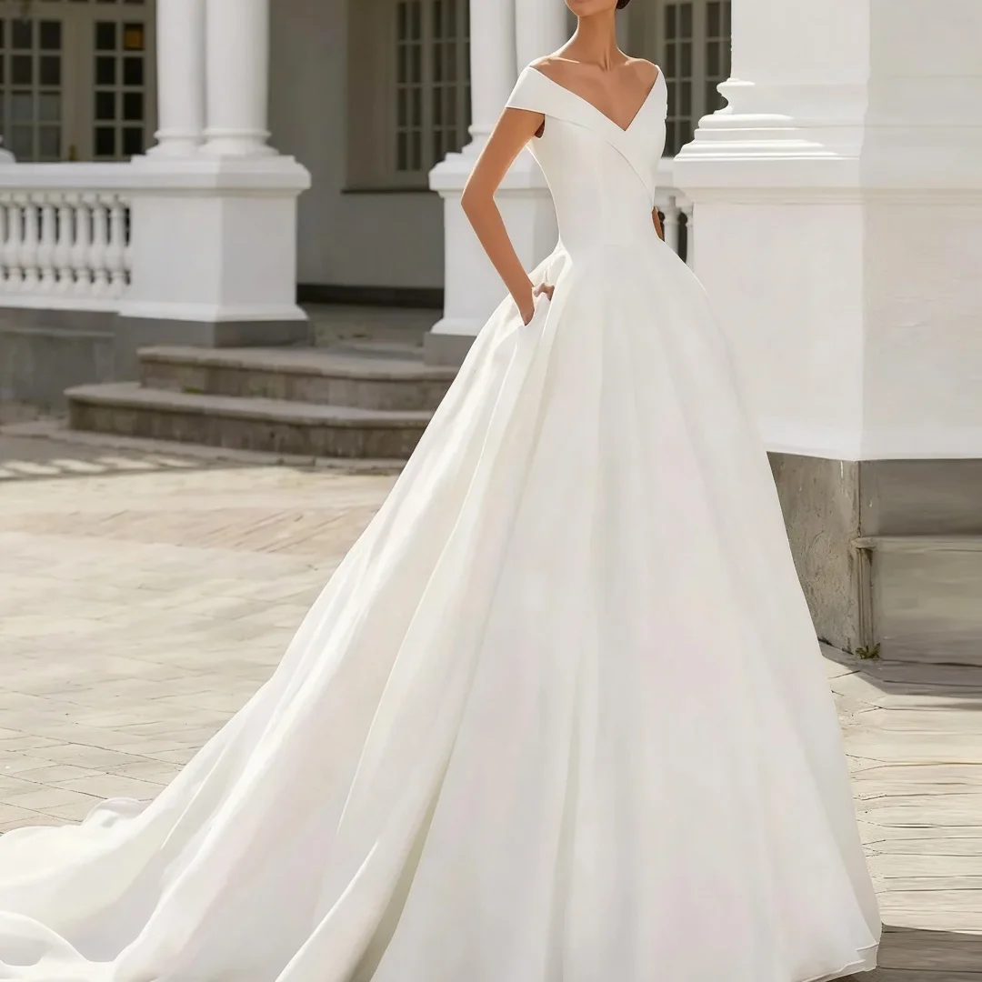 Gaun Pengantin Vintage Kustom Model Off Shoulder, Gaun Ball Gown Tanpa Lengan, Tanpa Punggung, Formal untuk Pesta Prom