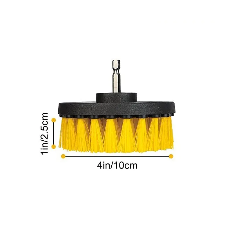 3Pcs Nylon Round Cleaning Brush Set for Electric Drill High-Density Bristle Carpet and Glass Cleaning Tool Kit For Bathroom