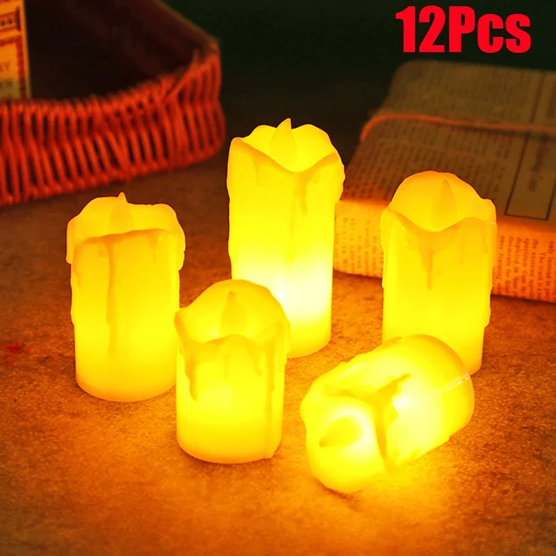 

6/12Pcs Flameless LED Candle Light Bright Battery Operated Tea Light with Realistic Flames Christmas Holiday Wedding Home Decor