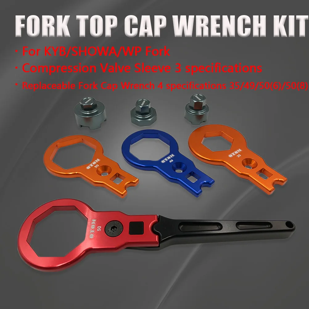 

Motorcycle Accessories Fork Top Cap Wrench 35/49/50mm Fork Compression Valve Removal Spanner Tool With Sleeve For KYB/SHOWA/WP