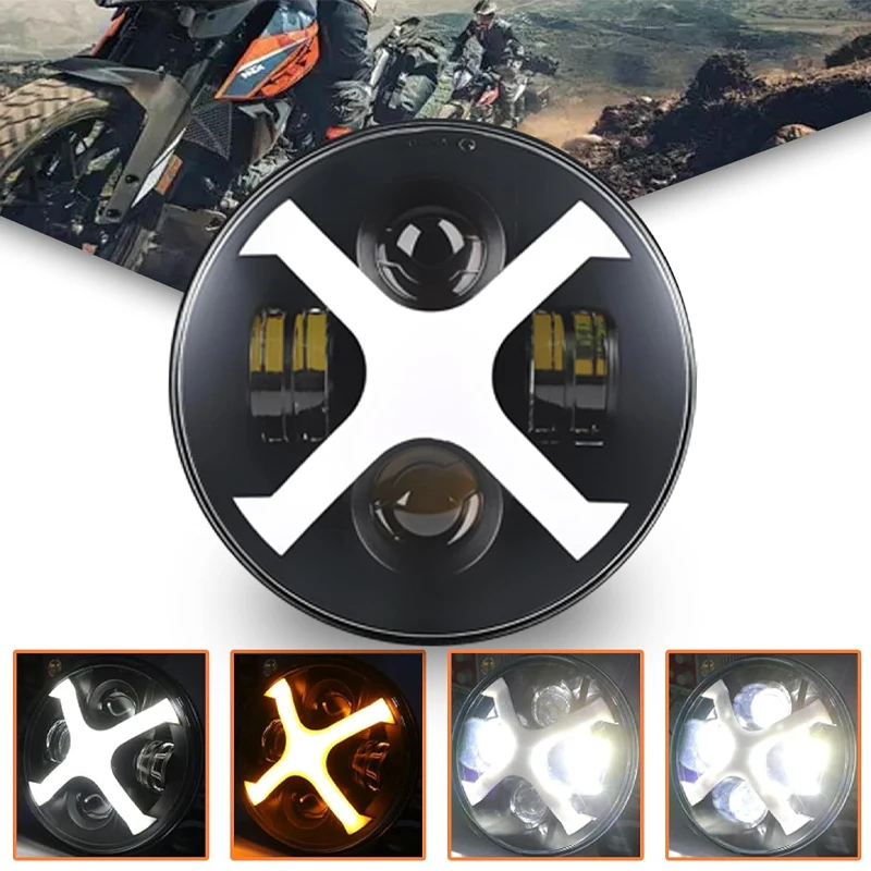 

7-дюймовая светодиодная фара H4 для Softail Slim Fat Boy, 7-дюймовая мотоциклетная фара DRL для Kawasaki Vulcan Ducati Monster 1000 600