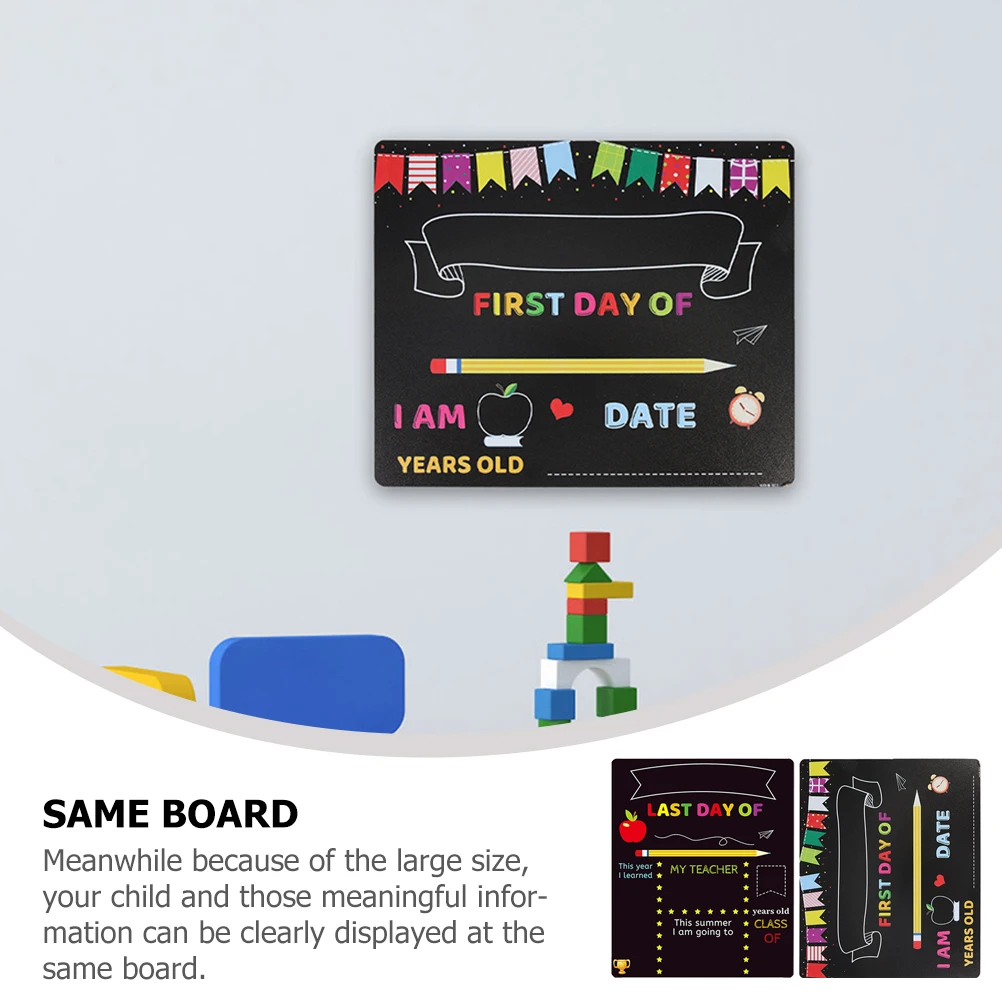 

2Pcs Student Chalkboard PVC School Sign First Day Erasable Large Plastic School Board Classroom Poster Interesting Chalk Boards