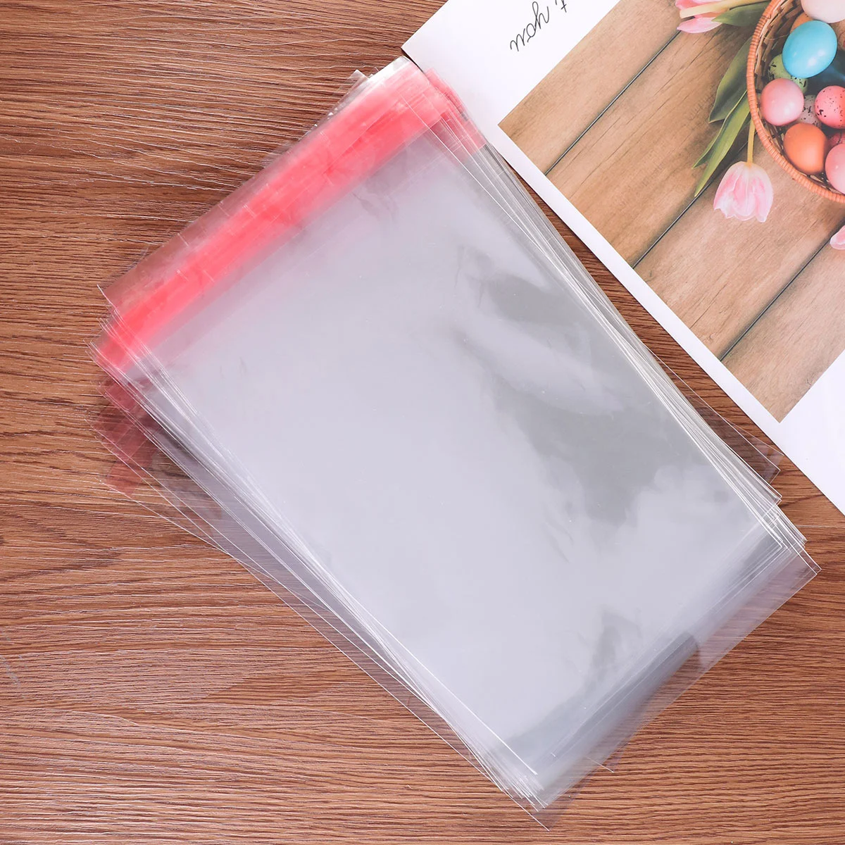 100pcs Cellophane Bags Cello Bags Self Adhesive Sealing Bag for Bakery Soap Cookie Clothing (15 x 24cm)