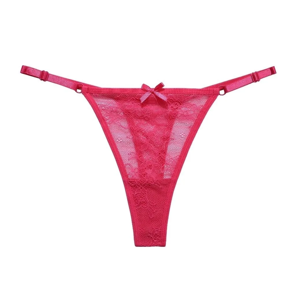 

Fashion Transparent Lace Mesh Thong Low Waist Lingerie T-Back Panties Thin Bow Flower Briefs Girls