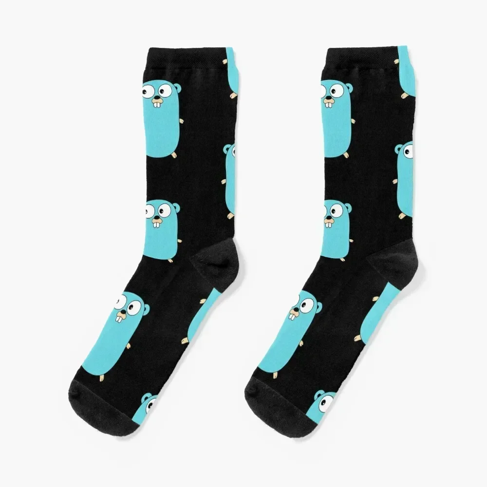 The Go Gopher: Official Golang Logo (Black) Socks valentine gift ideas christmas gifts Socks Women's Men's