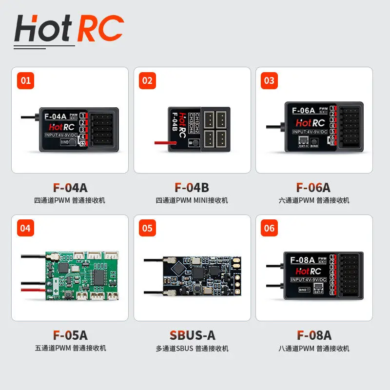 HOTRC Remote Control Receiver Machine Complete Collection F-01AT/F-01AF-04AT/F-04AT/F-04A/F-08AT/F-08A
