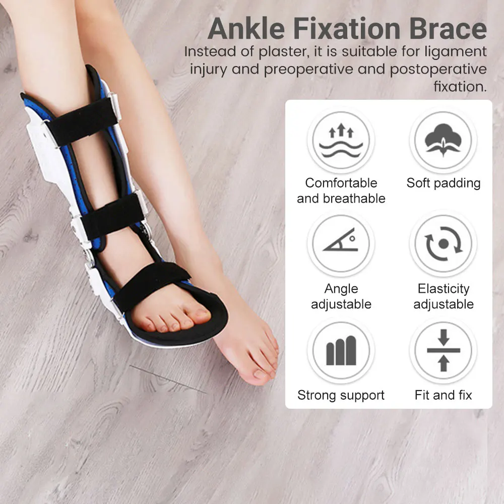 Left & Right Ankle Brace Foot Drop Corrector Ankle Joint Varus Valgus Calf Fracture Fixer Breathable Adjustable Leg Feet Support