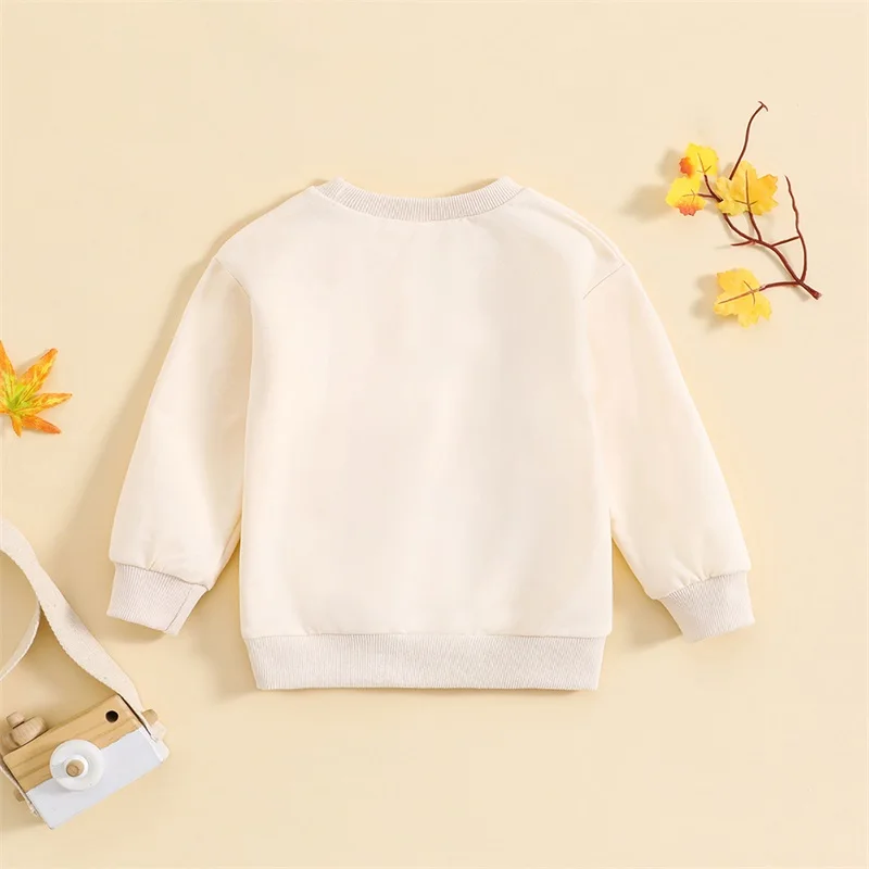 Infant Boys Halloween Sweatshirts with Long Sleeves Crewneck Cartoon Characters and Letter Print - Cute Toddler Fall Tops