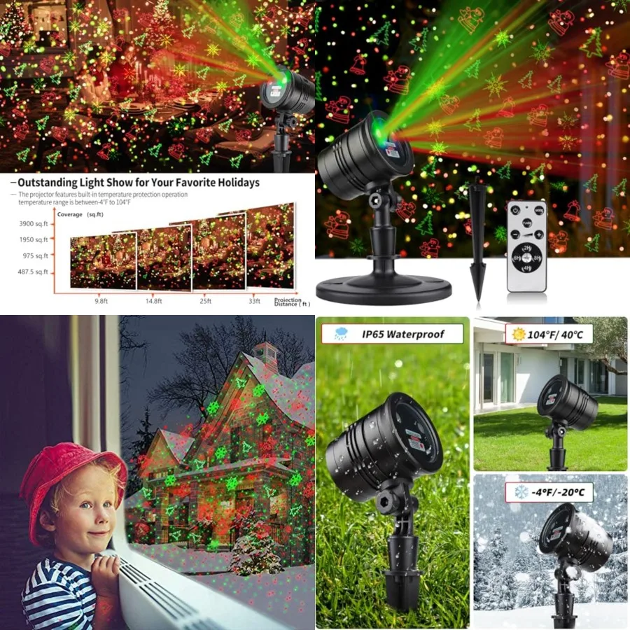 

Laser Christmas Projector Lights Outdoor: Waterproof Outdoor Christmas Decorations Laser Light, Projection Christmas Lights for