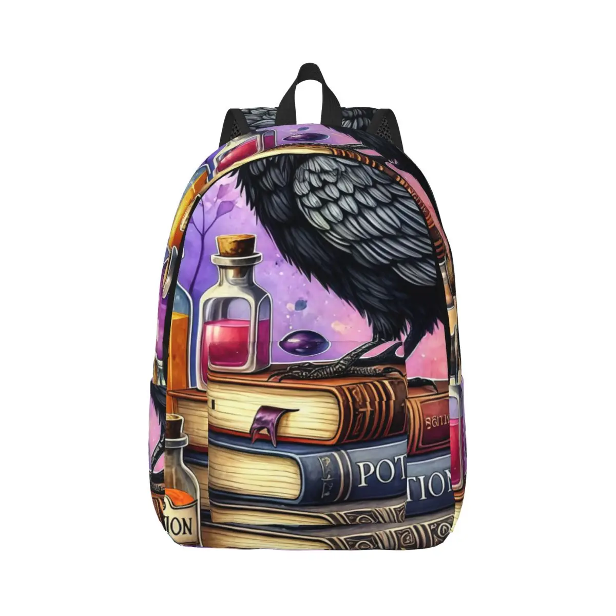 Backpack Lavender Aesthetic Backpack Clustered Raven Potion Bottles Books Witchy Watercolor Bl Purple Daypack for School Daily