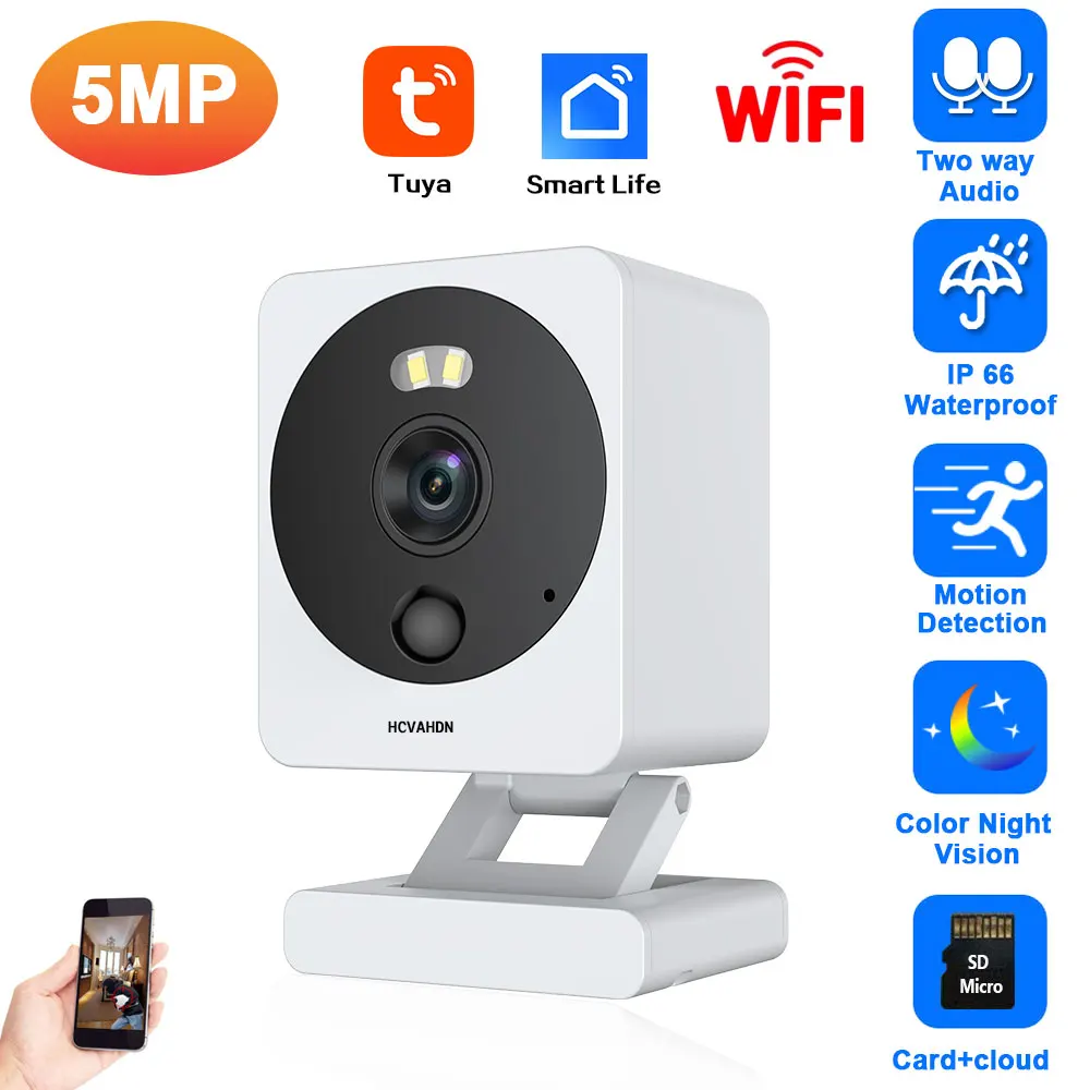 tuya impermeavel mini camera de vigilancia wireless cctv cam seguranca outdoor color night vision monitor do bebe wifi ip 5mp 01