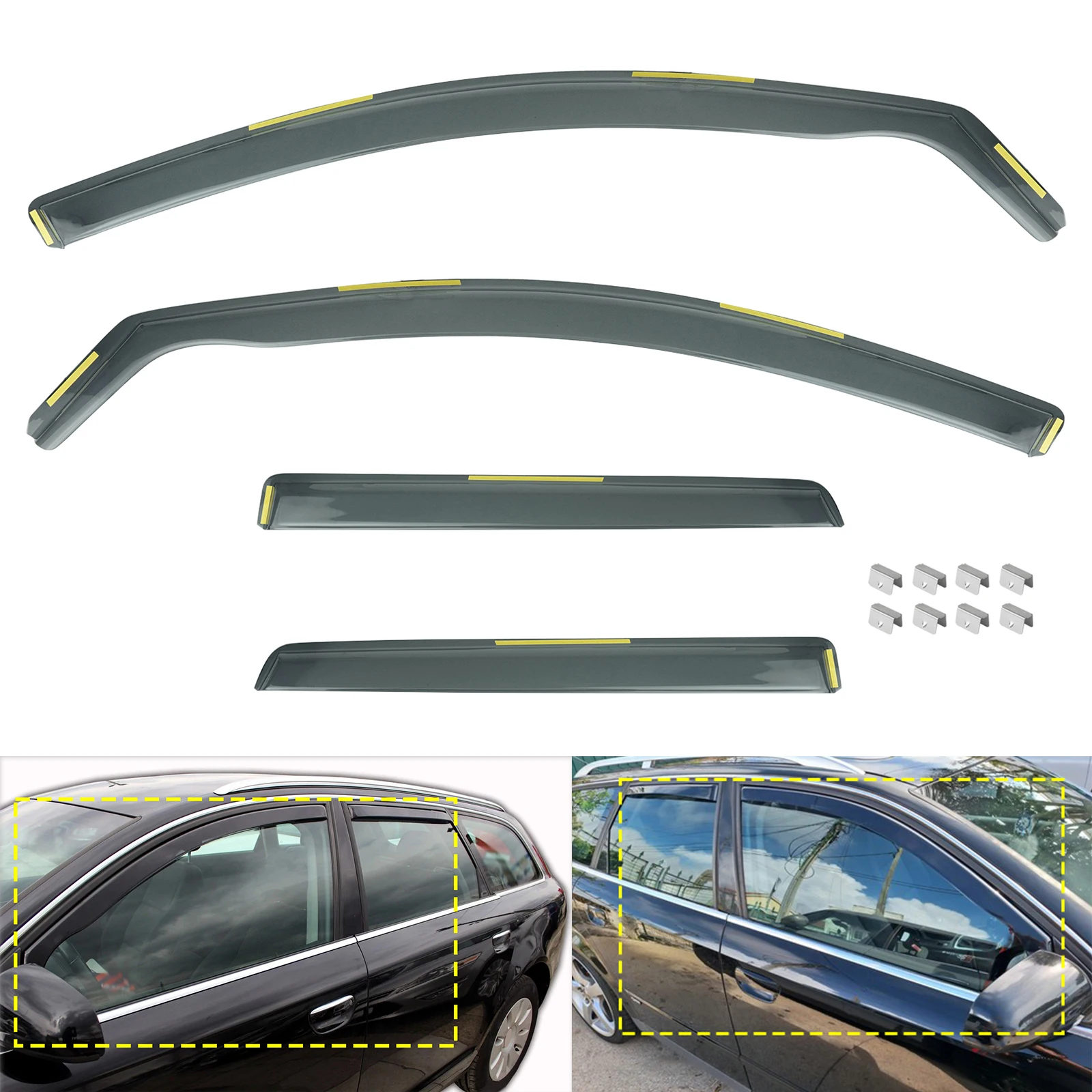 4pcs/set Tint Wind Deflectors For Audi A6 C6 4F5 4FH Avant Estate 5 Door 2004-11 Window Edgevisors Wind Rain Sun Guard Deflector